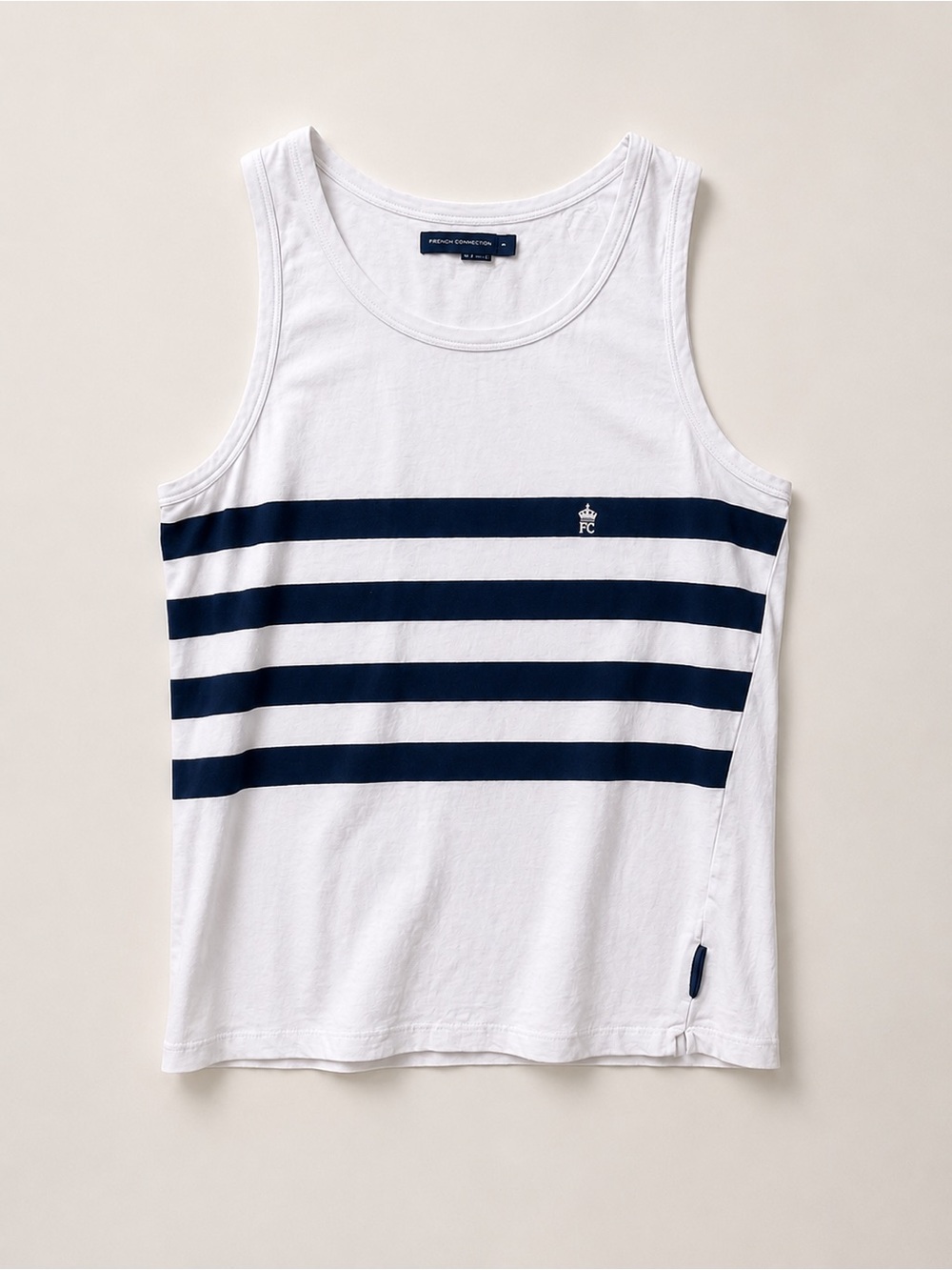 FRENCH CONNECTION FC Breton Stripe Tank Top Crest Logo Unisex M